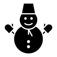 icône de glyphe de bonhomme de neige vecteur