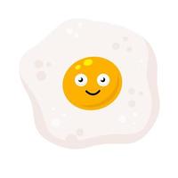 œuf brouillé avec un joli visage. petit-déjeuner sain. caractère protéique et jaune vecteur