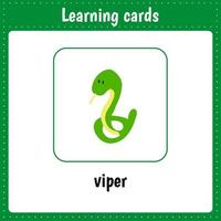 cartes d'apprentissage pour les enfants. animaux. vipère vecteur