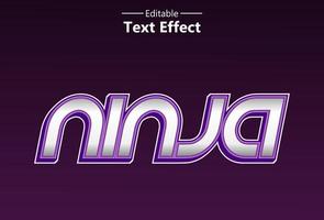 effet de texte ninja avec couleur violette pour la marque et le logo. vecteur