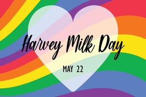 harvey milk day le 22 mai - modèle de bannière horizontale. arc-en-ciel lgbtq couleurs du drapeau de la fierté gaie fond rayé. illustration vectorielle. vecteur