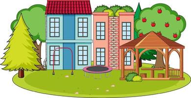 scène avec maisons et pelouse vecteur
