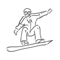 croquis de vecteur de snowboard