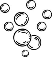 des bulles de savon. vecteur dessiné à la main. nettoyage ou soins du corps. bulles de savon de dessin animé de doodle isolés de vecteur, style de croquis
