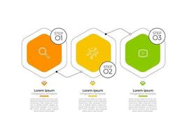 le vecteur et les icônes de conception d'infographie d'étape minimale peuvent être utilisés pour la mise en page du flux de travail, le diagramme, le rapport annuel. modèle de conception de chronologie d'infographie vectorielle avec 3 options, pièces, étapes ou processus.