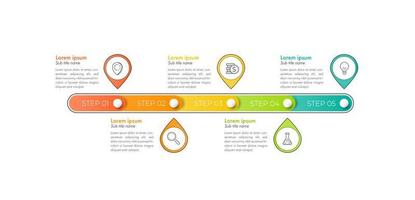 infographie de diagramme de processus métier avec 5 étapes, éléments d'infographie de chronologie. modèle de diapositive de présentation de l'entreprise. conception de mise en page graphique d'informations vectorielles modernes. vecteur