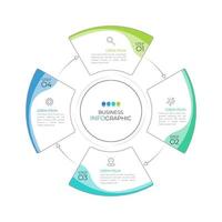 le modèle d'élément de cercle d'infographie moderne peut être utilisé pour la mise en page du flux de travail, le diagramme, les options de nombre, la conception Web. concept d'entreprise infographique avec 4 options, pièces, étapes ou processus. vecteur