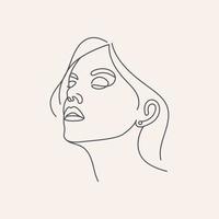 mode dessin au trait femme visage abstrait fille illustration vecteur