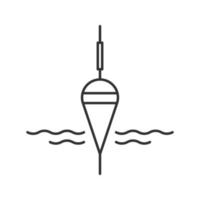 icône linéaire de flotteur de pêche. illustration de la ligne mince. bobeur. matériel de pêche à la ligne. symbole de contour. dessin de contour isolé de vecteur