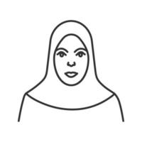 icône linéaire de femme musulmane. illustration de la ligne mince. culture islamique. hijab. symbole de contour. dessin de contour isolé de vecteur