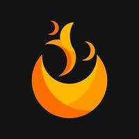 icône de feu, logo de feu, fond noir vecteur