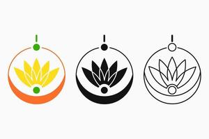 concept de logo de lotus. Belle fleur. adapté au logo, à l'icône et au symbole. jaune, vert et orange vecteur