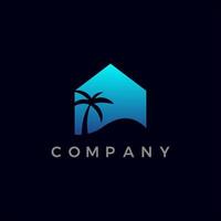 création de logo de maison tropicale vecteur