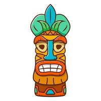 masque de tiki effrayant.style de dessin animé de vecteur ethnique tribal.isolé sur un fond blanc.icône de conception pour une fête tropicale.