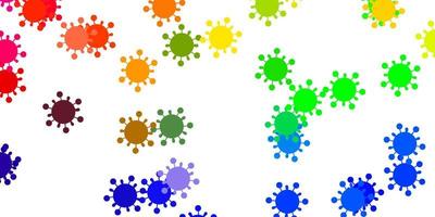 fond de vecteur multicolore clair avec symboles covid-19.