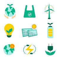 collection d'icônes de technologie éco verte vecteur