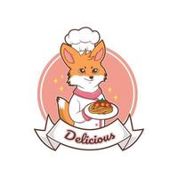 fox chef mignon vector illustration création de logo