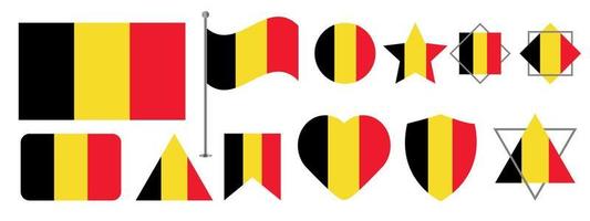 conception du drapeau belge. ensemble de conception de vecteur de drapeau national belgique. drapeau belgique illustration vectorielle
