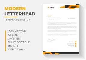 modèle de conception de papier à en-tête d'entreprise moderne avec la couleur jaune. modèle de conception de tête de lettre moderne et créatif pour votre projet. papier à en-tête, en-tête de lettre, conception de papier à en-tête simple. vecteur
