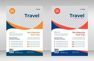 dépliant de visite et de voyage. dépliant de voyage. concept d'entreprise de modèle de dépliant ou de brochure de visite et de voyage. conception de flyer pour le concept d'entreprise de tournée et de voyage. vecteur