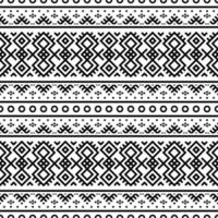 vecteur de conception de texture motif ethnique ikat sans couture en couleur blanc noir