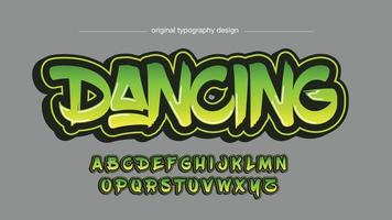 typographie graffiti au pinceau gras vert et jaune vecteur