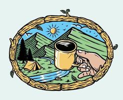 profiter du café dans l'illustration des montagnes