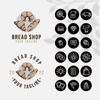 logo de pain de cuisson pour le modèle de restaurant et de café de nourriture avec l'icône vecteur
