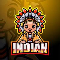 création de logo esport mascotte indienne vecteur