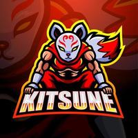 création de logo esport mascotte kitsune ninja vecteur