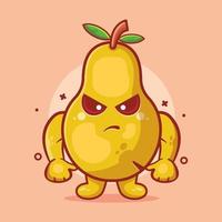 mascotte de personnage de fruit de poire fou dessin animé isolé dans un style plat. grande ressource pour icône, symbole, logo, autocollant, bannière. vecteur