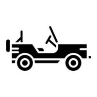 icône de glyphe de voiture de l'armée vecteur