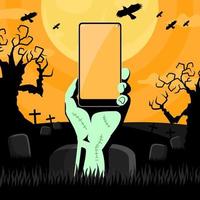 la main fantôme tenant le smartphone vecteur