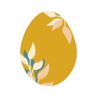 illustration vectorielle simple pour la conception de vacances. oeuf de pâques doré avec motif floral. pour la décoration de cartes postales, d'étiquettes. vecteur