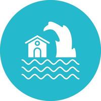 icône de fond de cercle de glyphe de tsunami vecteur