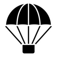 icône de glyphe de parachute de l'armée vecteur