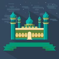 illustration vectorielle de mosquée et de ruban modifiable dans un style plat et à longue ombre pour des moments islamiques comme le ramadan et l'aïd vecteur