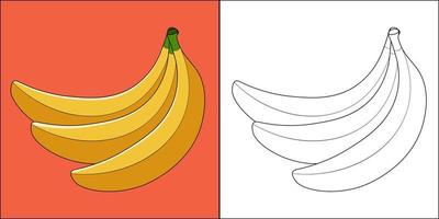 fruit de la banane adapté à l'illustration vectorielle de la page de coloriage pour enfants vecteur