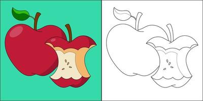 pomme adaptée à l'illustration vectorielle de la page de coloriage pour enfants vecteur