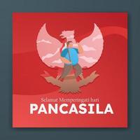 selamat hari pancasila signifie joyeux jour de pancasila post sur les médias sociaux affiche de voeux vecteur