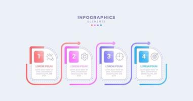 conception d'étiquettes infographiques avec quatre étapes ou options, conception créative et moderne pour les entreprises vecteur