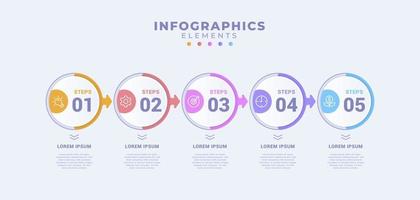 modèle d'infographie d'entreprise avec cinq options ou processus vecteur