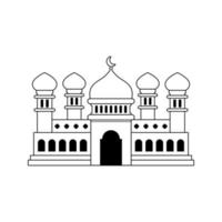 illustration de la mosquée avec du blanc noir. vecteur modifiable