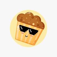 muffin mignon portant des lunettes pixel