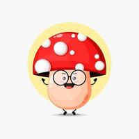 personnage de champignon mignon portant des lunettes vecteur