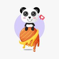 illustration de panda mignon assis sur la planète vecteur