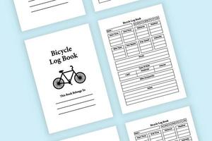 intérieur du carnet de vélo. informations sur le cycliste et intérieur du suivi de la distance quotidienne. intérieur d'un journal. modèle de bloc-notes de vérificateur d'informations et d'équipements sur les vélos. vecteur