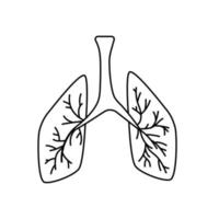 signe de la ligne des poumons. croquis d'organe humain. contour du logo médical. illustration vectorielle sur fond blanc vecteur