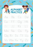 feuille de travail de suivi de l'alphabet pour les enfants. les lettres majuscules sont une feuille de calcul de l'alphabet. vecteur