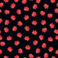 feuilles d'érable rouge brillantes belles sur un ornement de vecteur de modèle sans couture de fond noir, impression et web